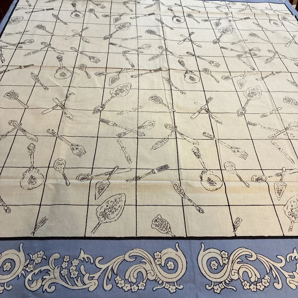 Pier One Square Tablecloth Fancy Utensils Pattern 54